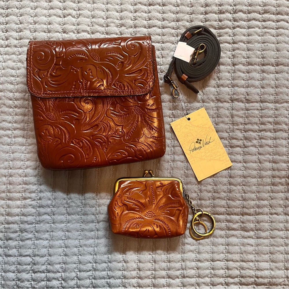 Patricia Nash Balluri Florence Brown Leather Crossbody Bag